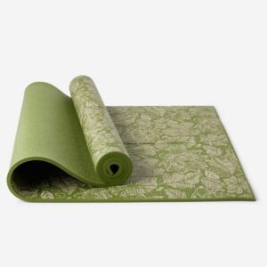 Grippy and Comfortable Gentle Yoga Mat - Green/Beige Print