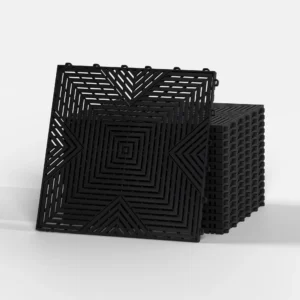 Jet Black Concentric Garage Tiles